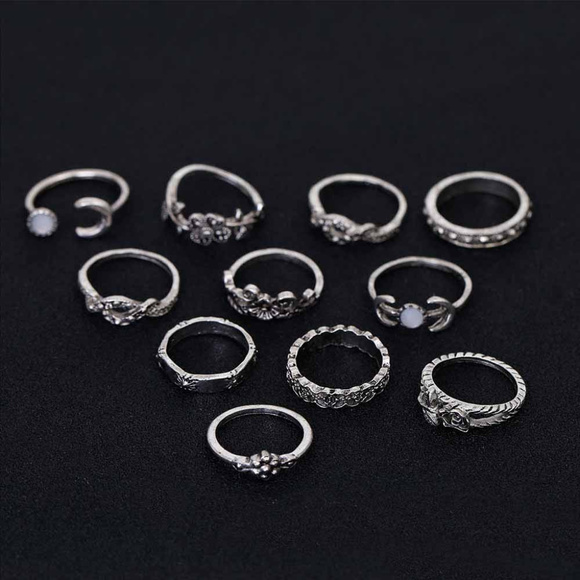 11 Piece Boho Midi Knuckle Rings - Picture 2 of 3